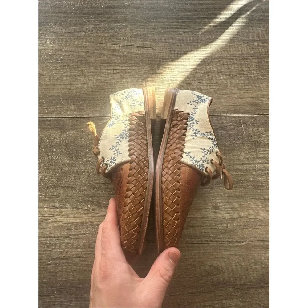 Sundance Laidback London Coriander Oxfords Brown Leather Floral Size 38